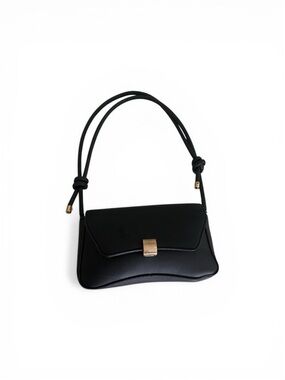 Classic Black Shoulder Bag with Gold Accent